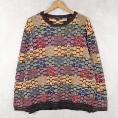 画像1: Bellagioseta ITALY製 立体柄編み ニットセーター S (1)