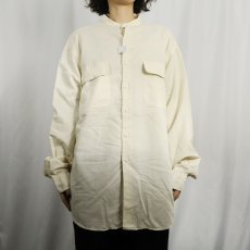 画像2: 90's Neiman Marcus USA製 リネン×コットン バンドカラーシャツ XL (2)