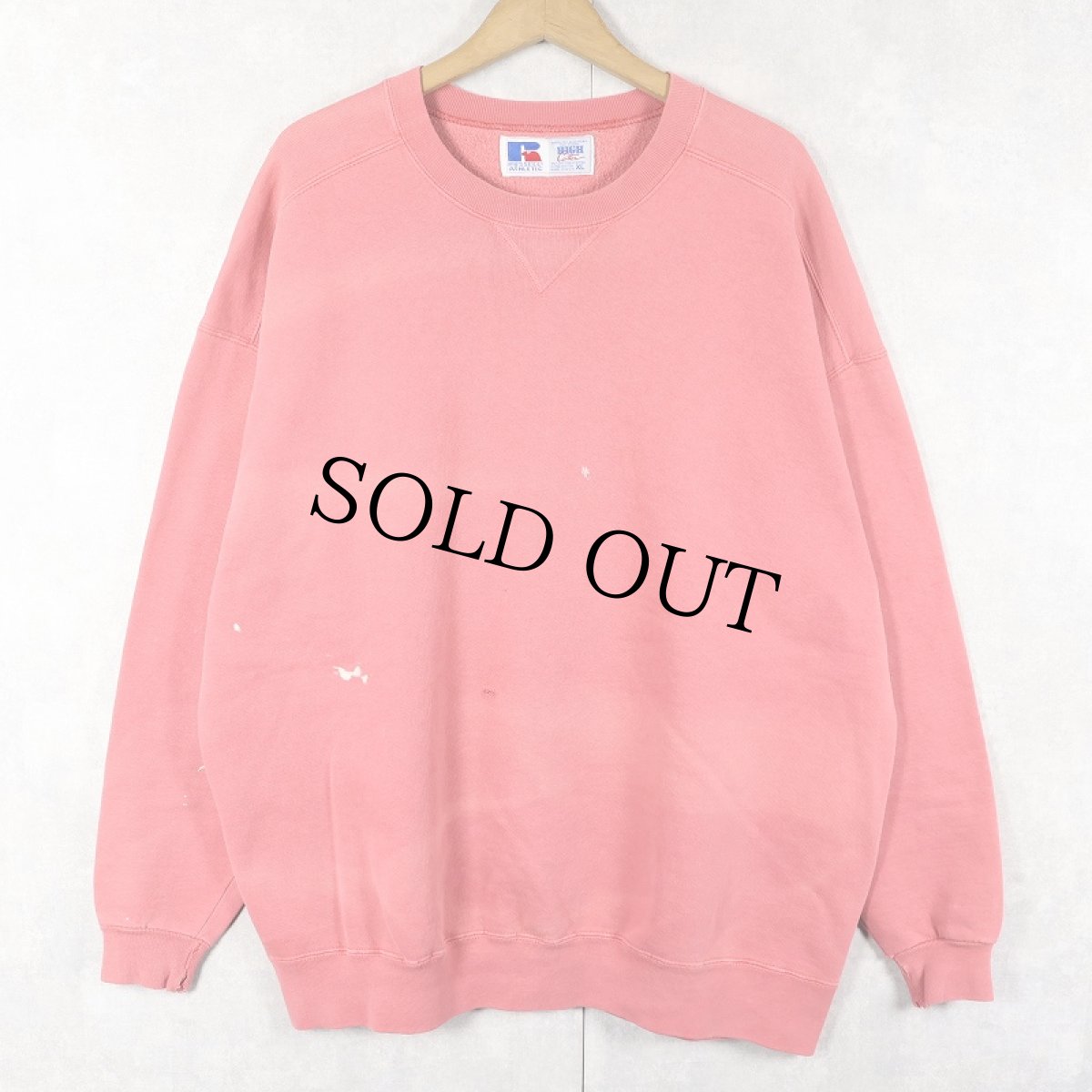 画像1: 90's RUSSELL ATHLETIC USA製 "HIGH COTTON" 前V 無地スウェット XL (1)