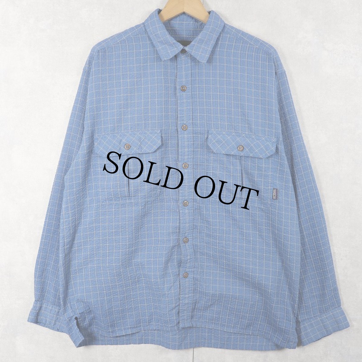 画像1: Patagonia チェック柄 シアサッカーシャツ M (1)