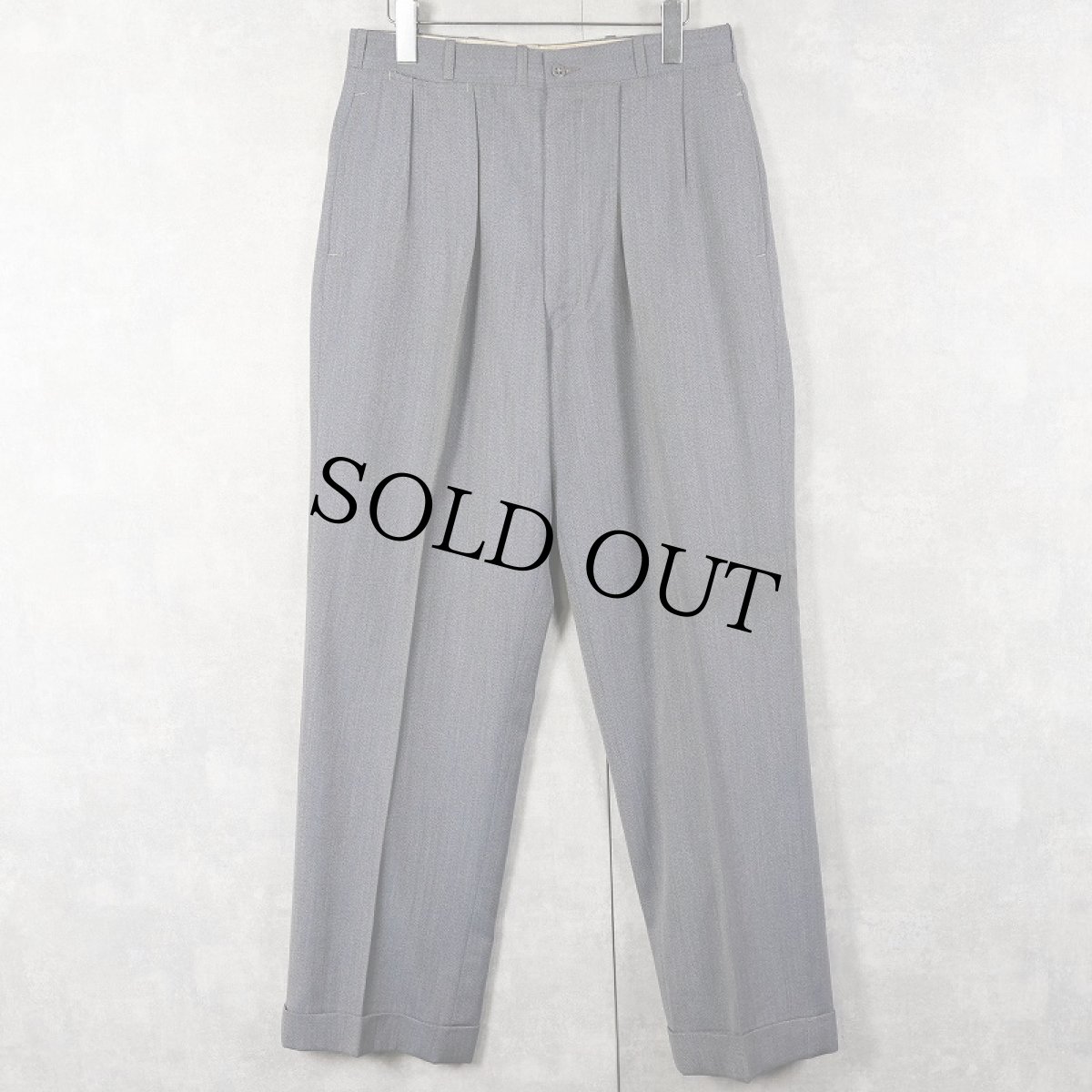 画像1: 50's 2タック ウールギャバジンスラックス W31 (1)