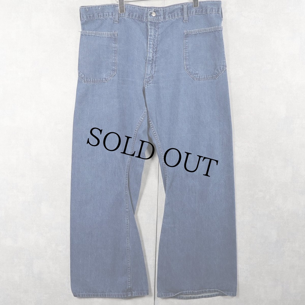 画像3: 60〜70's navdungaree 巻きデニムセーラーパンツ W40 (3)