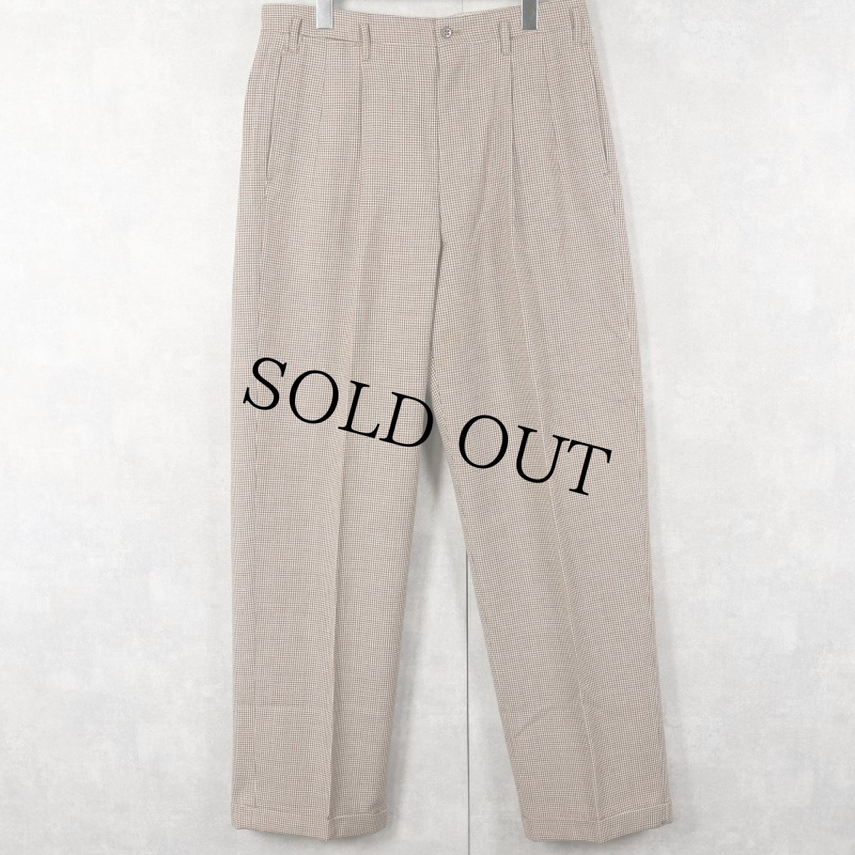 画像1: 50〜60's 千鳥格子柄 2タック ウールスラックス W33 (1)