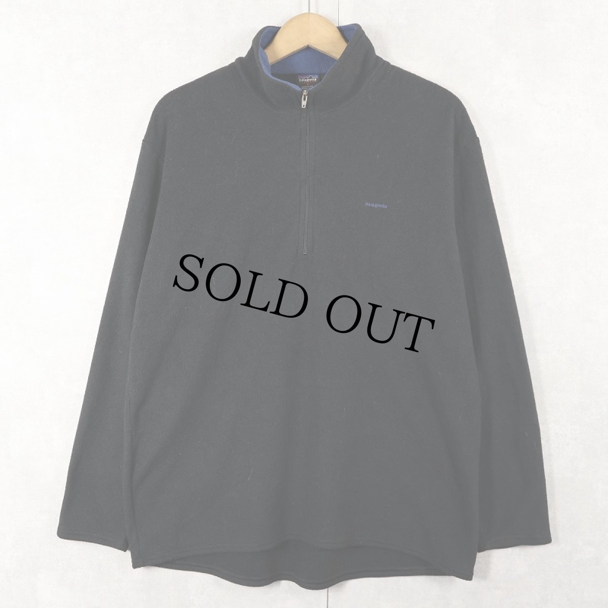画像1: 90's Patagonia USA製 "capilene" ロゴ刺繍 ハーフジップフリースジャケット BLACK L (1)