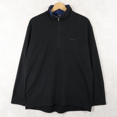 画像1: 90's Patagonia USA製 "capilene" ロゴ刺繡 ハーフジップフリースジャケット BLACK L (1)