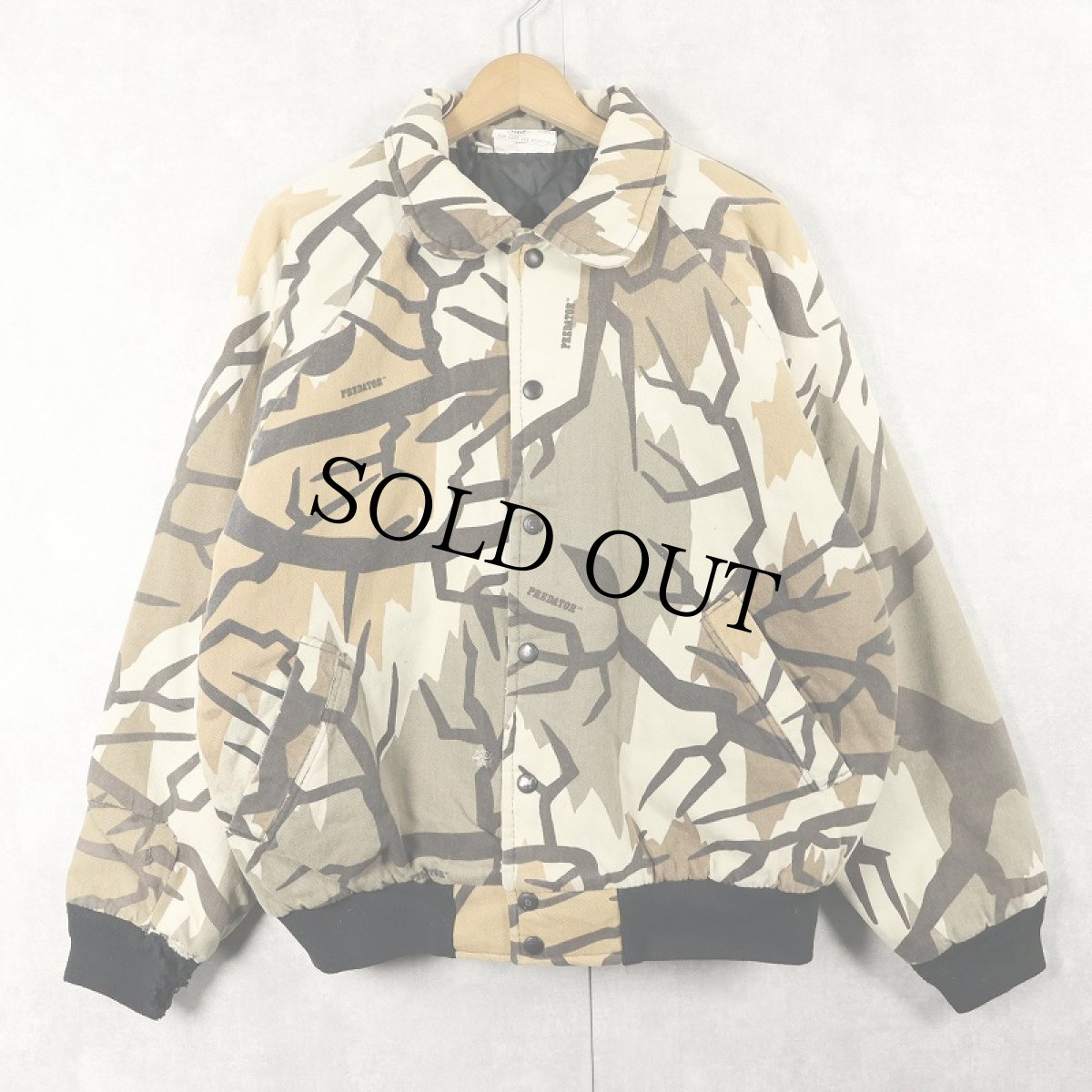 画像1: 90's PREDATOR CAMOUFLAGE USA製 プレデターカモ柄 キルティングライナー コットンジャケット L (1)