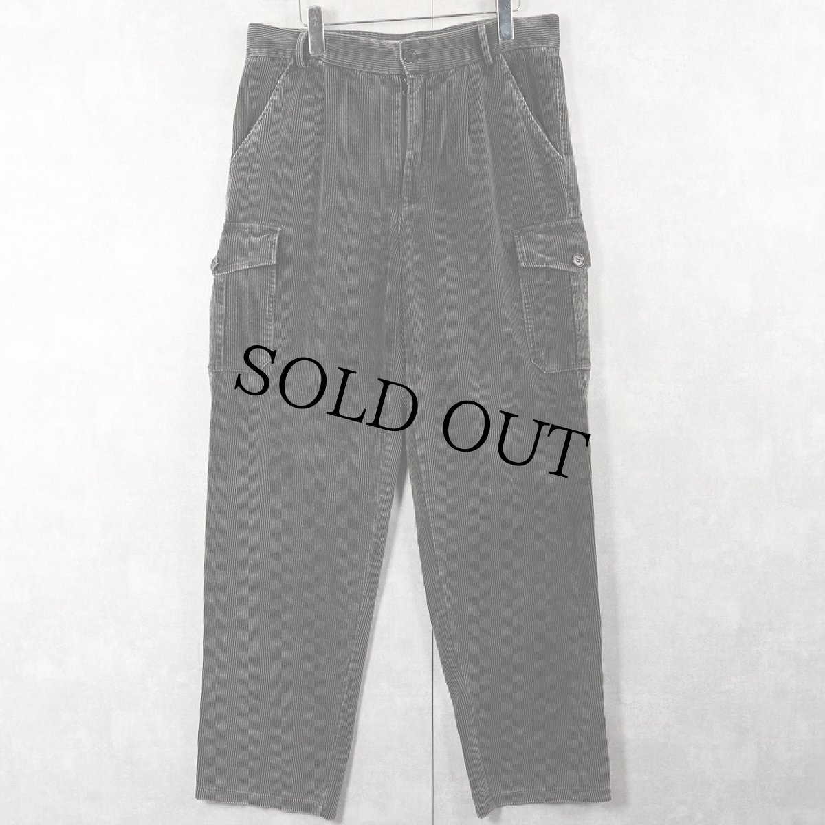 画像2: UNIVERSAL GREEN 太畝 コーデュロイカーゴパンツ BLACK W34 (2)