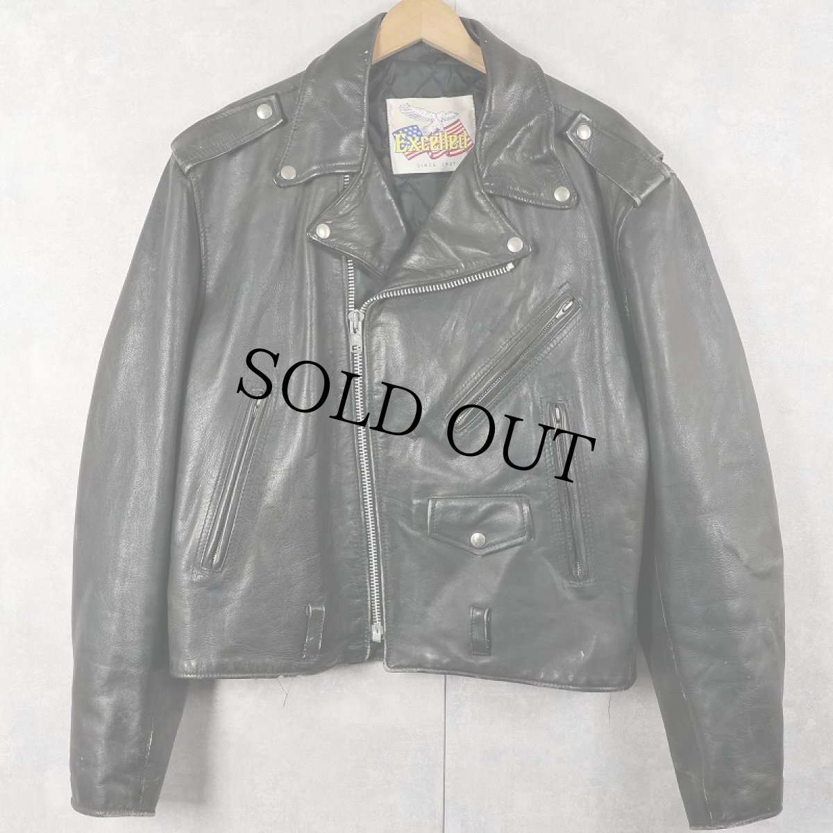 画像1: 80〜90's Excelled USA製 ダブルライダースジャケット BLACK 46 (1)