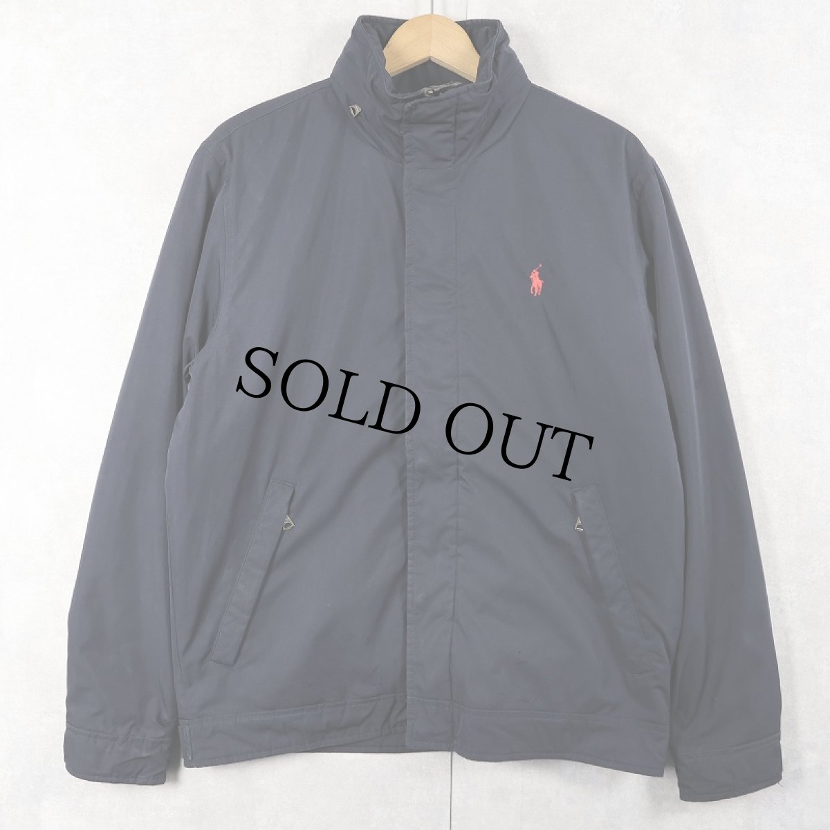 画像1: POLO Ralph Lauren ロゴ刺繍 ポリエステルジップジャケット NAVY S (1)