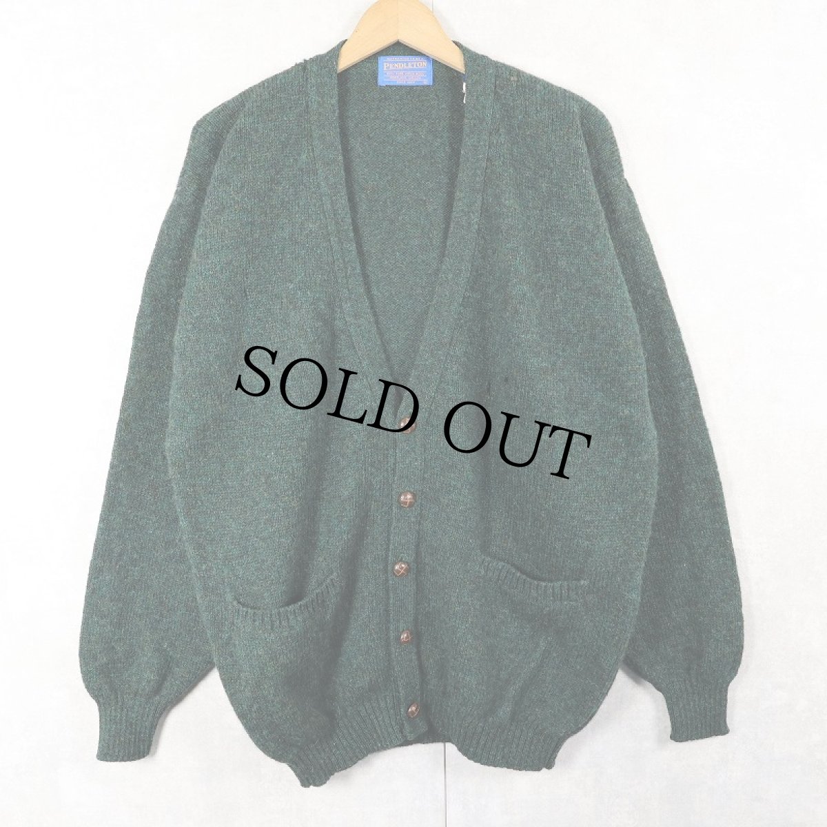 画像1: 90's〜 PENDLETON ウールニットカーディガン GREEN L (1)