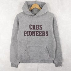 画像1: 80's RUSSELL ATHLETIC USA製 "CRBS PIONEERS" プリントスウェットフーディー S (1)