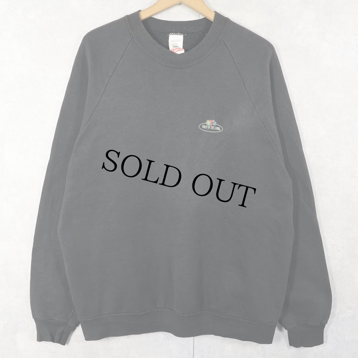 画像1: 90's EURO FRUIT OF THE LOOM ロゴプリントスウェット BLACK XL (1)