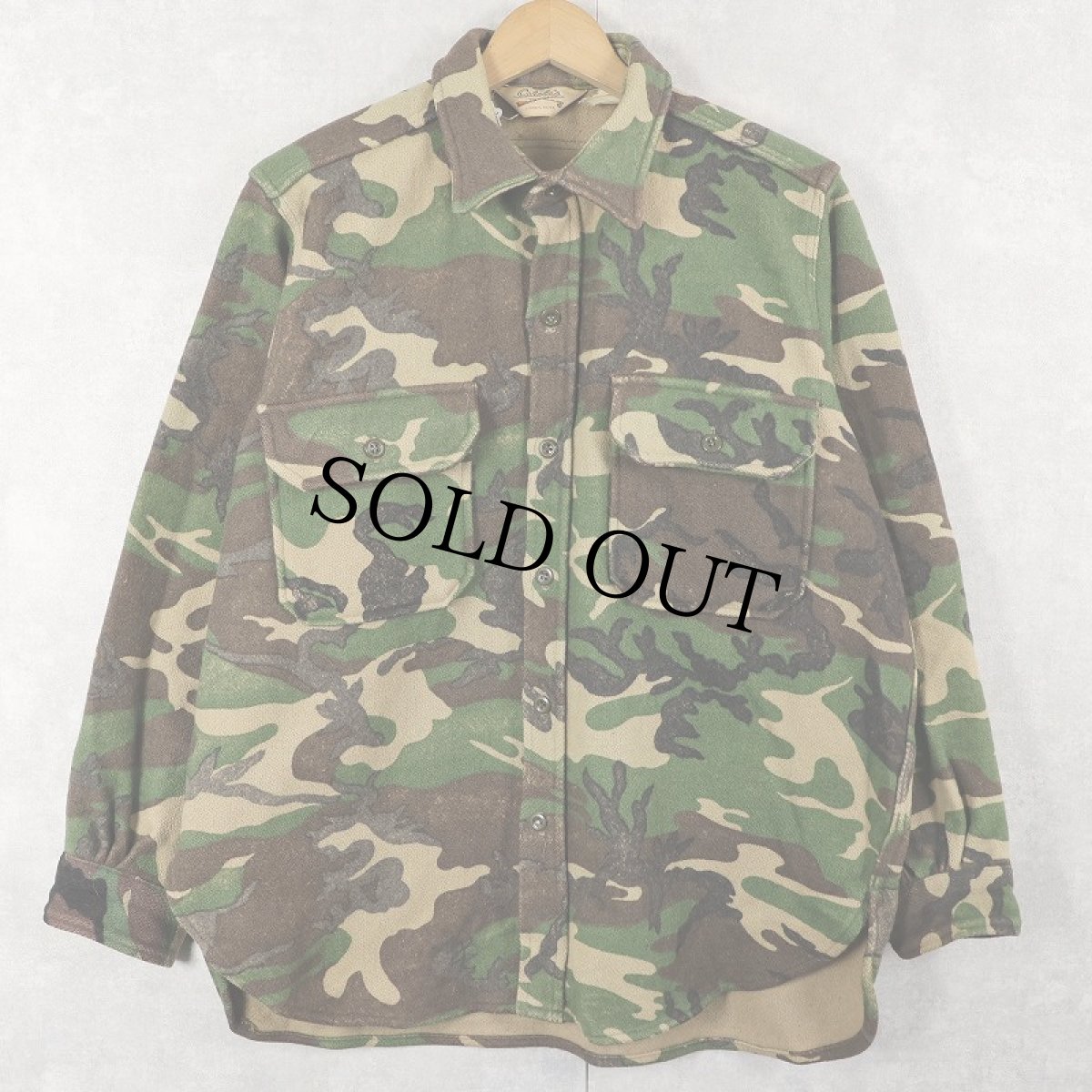 画像1: 80's Cabela's USA製 ウッドランドカモ柄 ウールシャツジャケット (1)