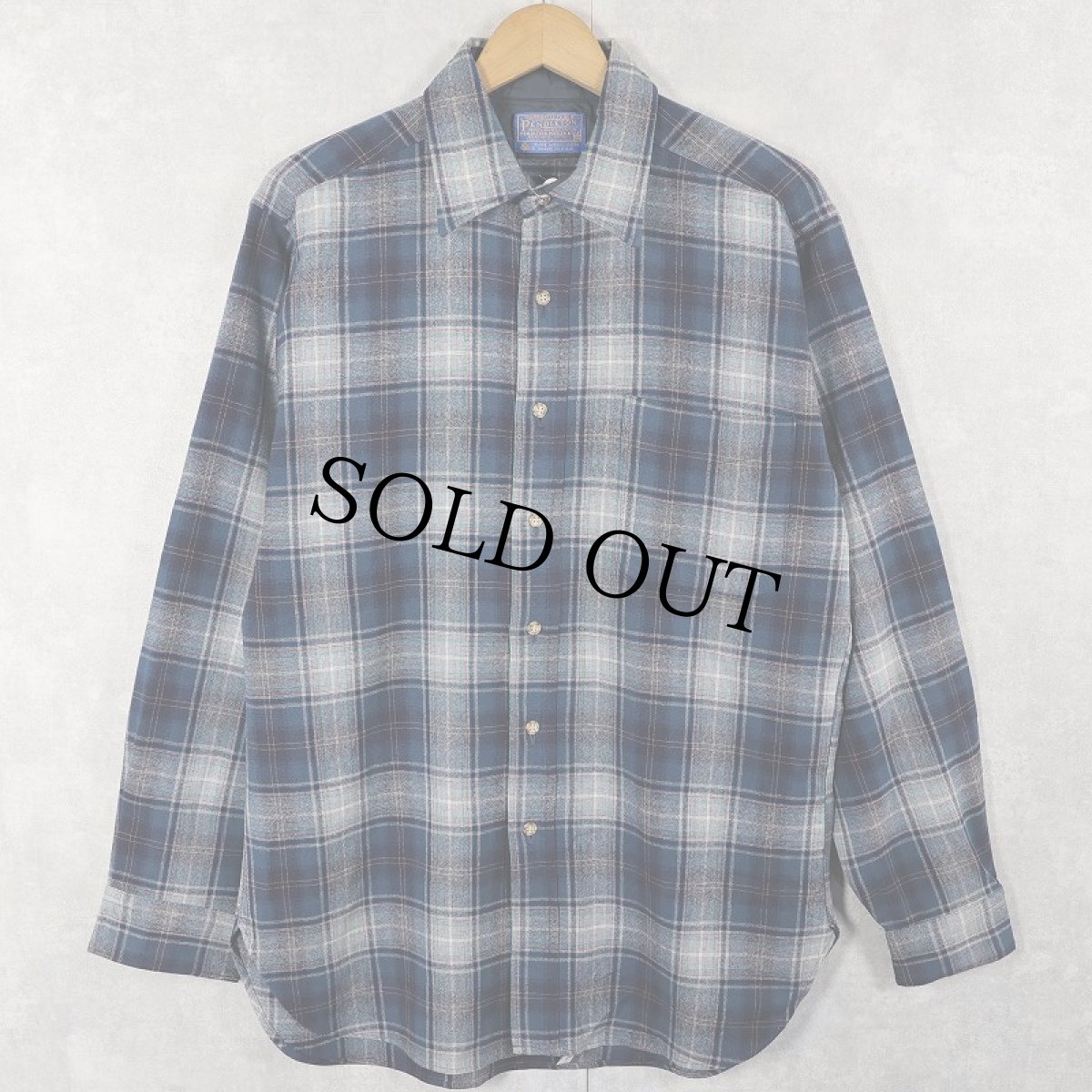 画像1: 70's PENDLETON USA製 オンブレーチェック柄 ウールシャツ M (1)
