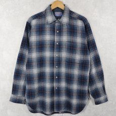 画像1: 70's PENDLETON USA製 オンブレーチェック柄 ウールシャツ M (1)
