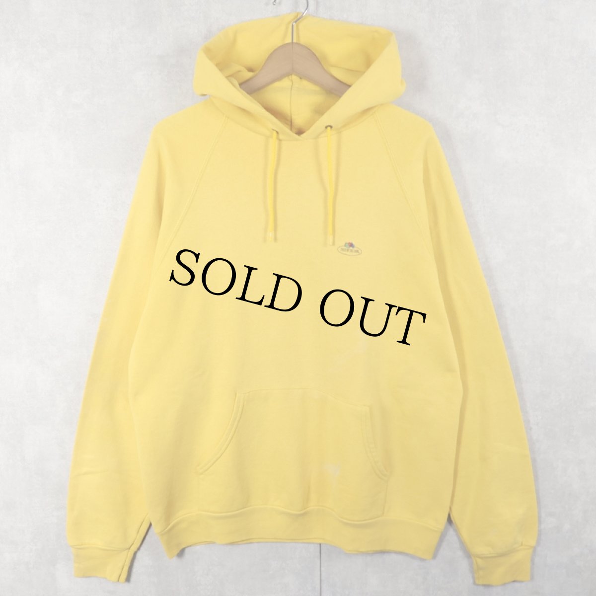 画像1: 90's EURO FRUIT OF THE LOOM ロゴプリントスウェットフーディー L (1)