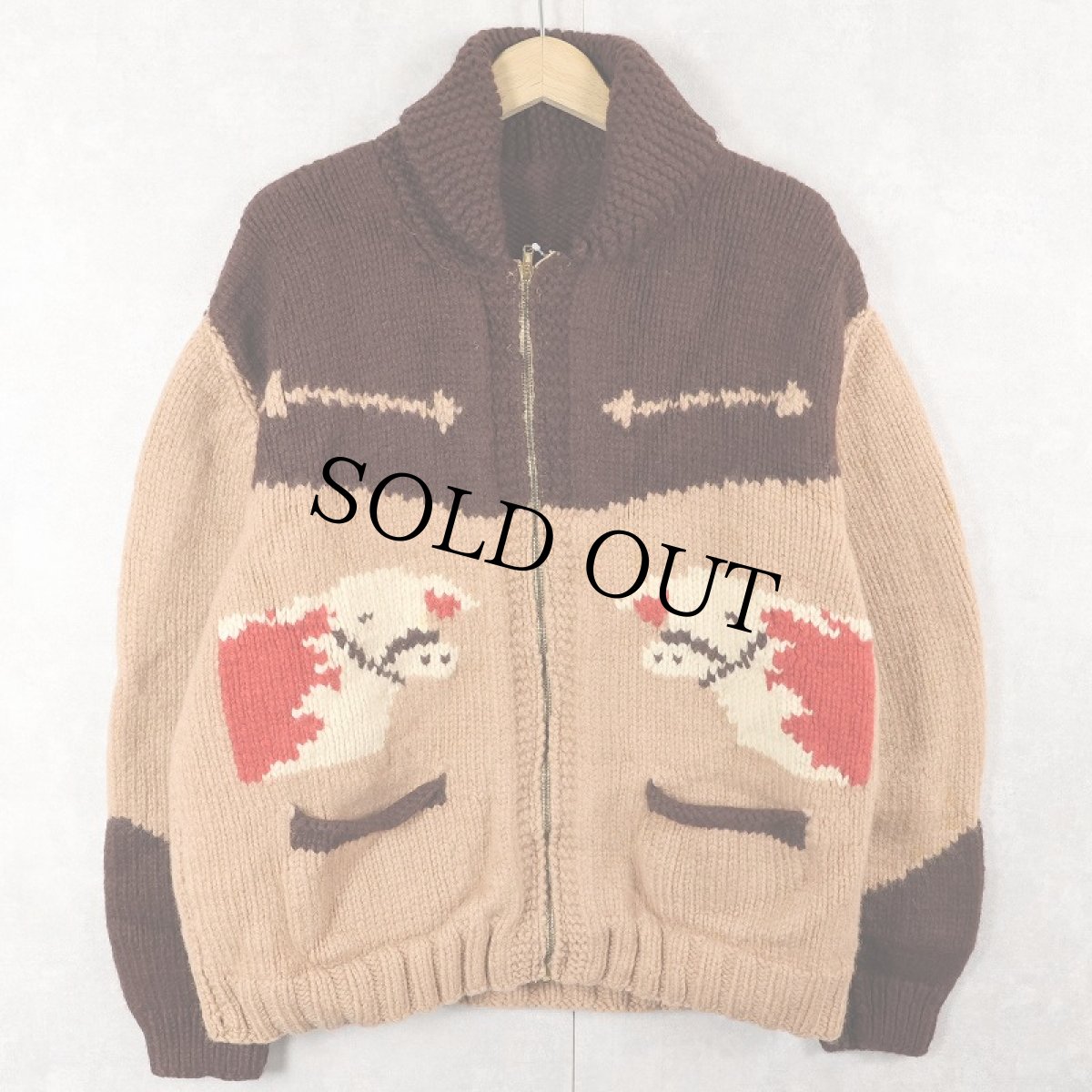 画像2: 60's 牛柄 カウチンニットジャケット (2)