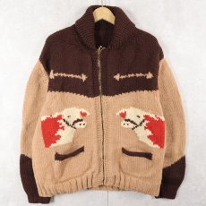画像2: 60's 牛柄 カウチンニットジャケット (2)