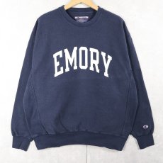 画像1: 2000's Champion REVERSE WEAVE "EMORY" プリントスウェット NAVY L (1)