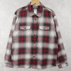 画像1: 2013AW Patagonia "ORGANIC COTTON" オンブレーチェック柄 コットン×ポリエステルシャツ L (1)