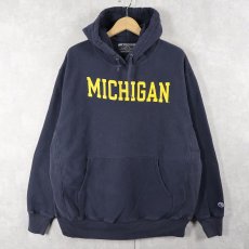 画像1: 2000's Champion REVERSE WEAVE "MICHIGAN" プリントスウェットフーディー NAVY L (1)