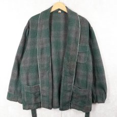 画像1: 〜70's GEVAH オンブレーチェック柄 ウールガウン (1)