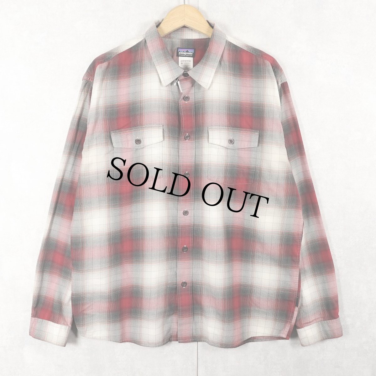 画像1: 2013AW Patagonia "ORGANIC COTTON" オンブレーチェック柄 コットン×ポリエステルシャツ L (1)