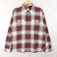 画像1: 2013AW Patagonia "ORGANIC COTTON" オンブレーチェック柄 コットン×ポリエステルシャツ L (1)