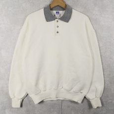 画像1: 90's RUSSELL ATHLETIC USA製 スウェットポロシャツ L (1)