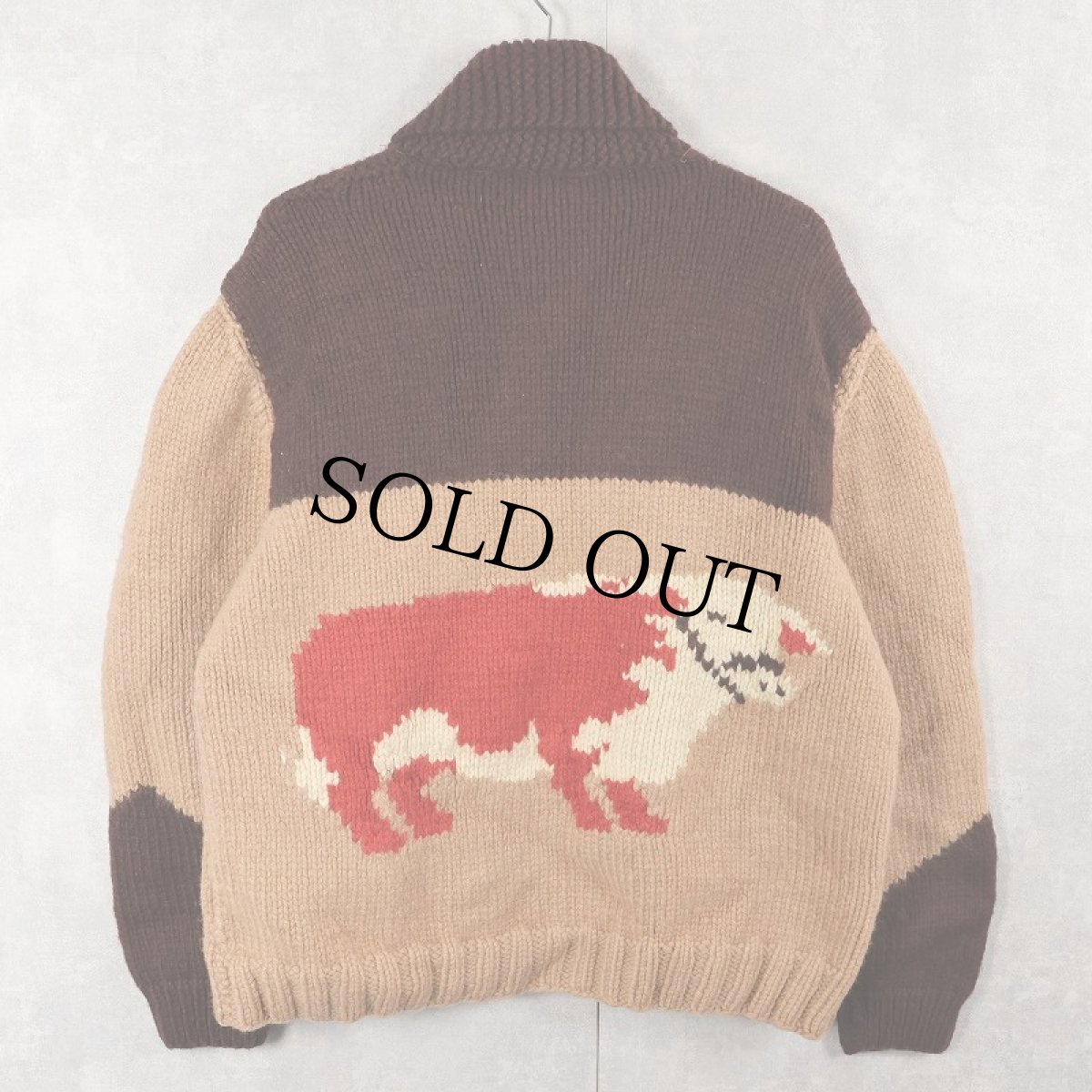 画像1: 60's 牛柄 カウチンニットジャケット (1)