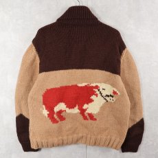 画像1: 60's 牛柄 カウチンニットジャケット (1)