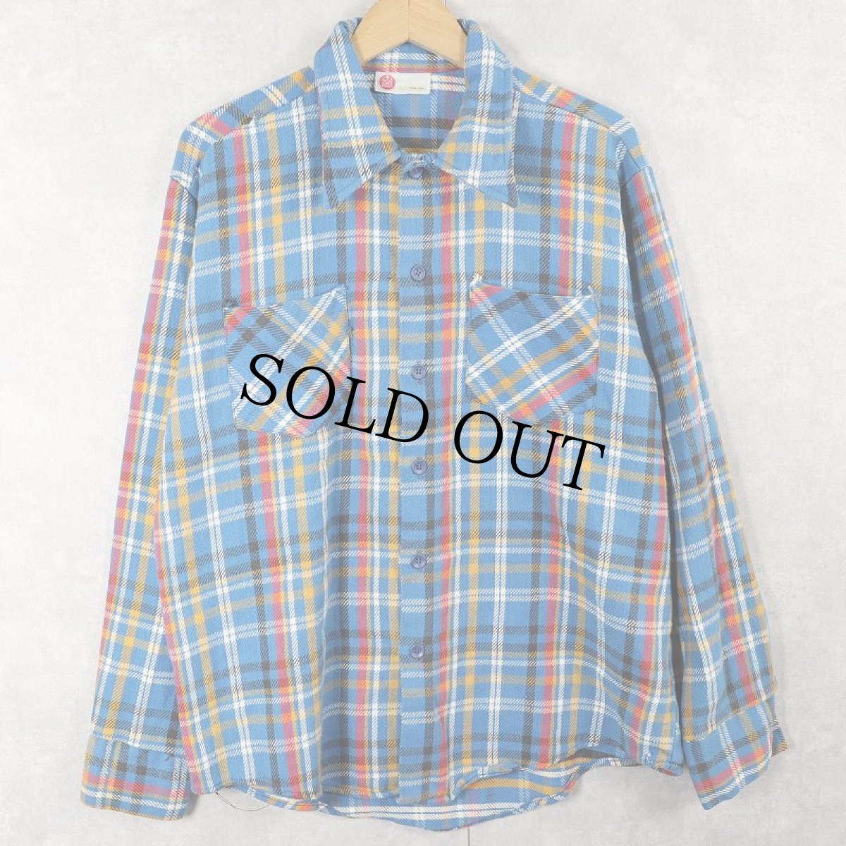 画像1: 70's Sears KINGS ROAD チェック柄 ヘビーネルシャツ L (1)
