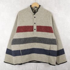 画像1: 70's Woolrich USA製 ボーダー柄 ハーフスナップ ウールジャケット XL (1)