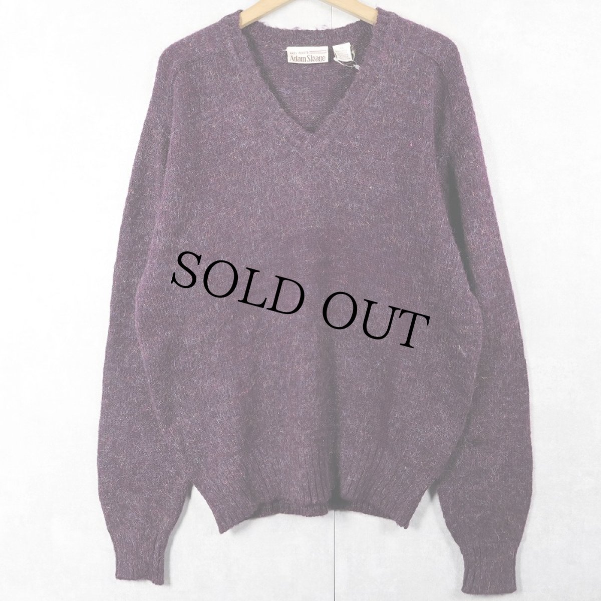 画像1: 90's Adam Sloane Vネック モヘアニットセーター XL (1)