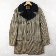 画像1: 70's TOWNCRAFT Penneys 千鳥格子柄 ボアライナー ウールハーフコート SIZE42L (1)