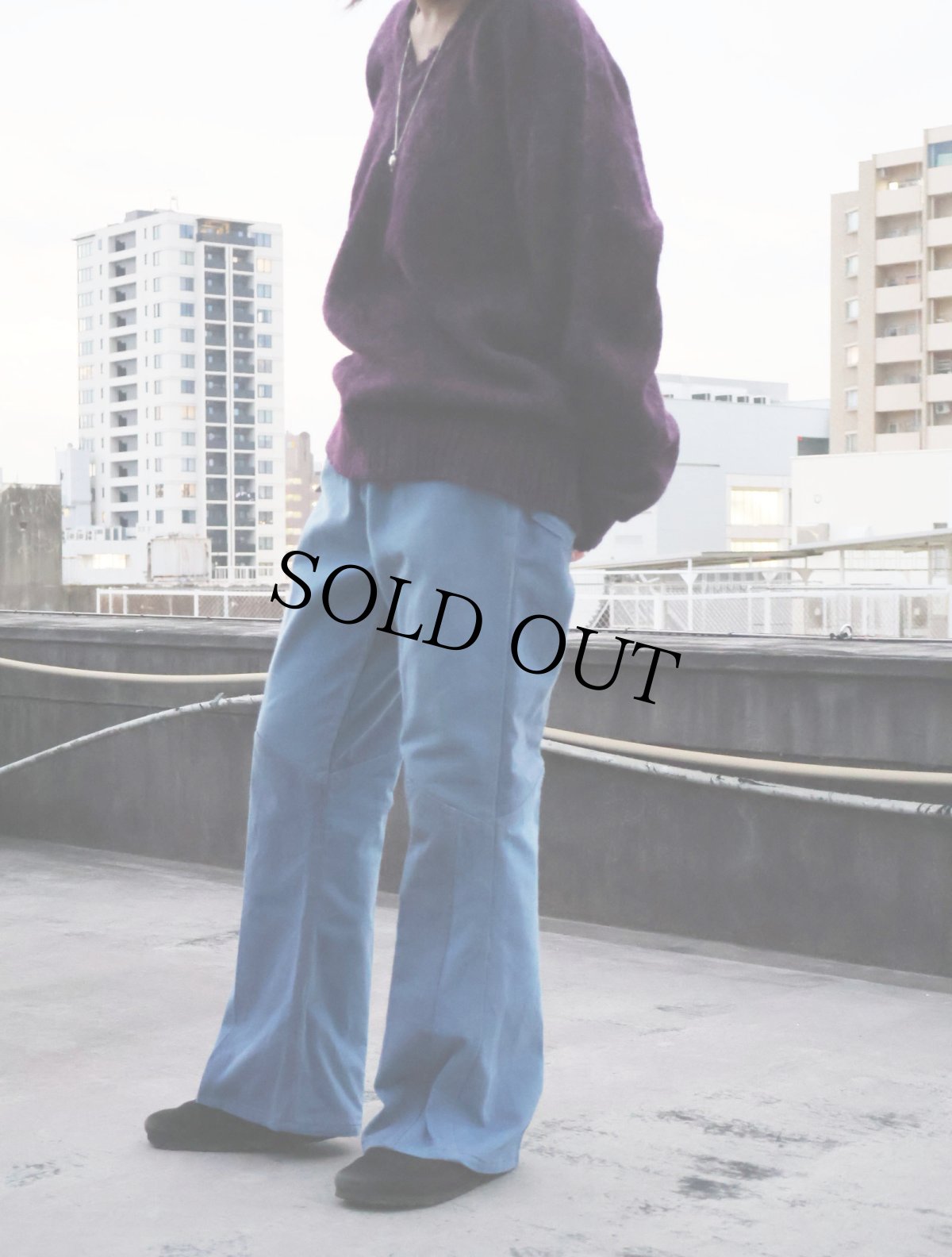 画像2: 70's〜 BIG YANK 切り替えデザイン モールスキン フレアパンツ W33 (2)