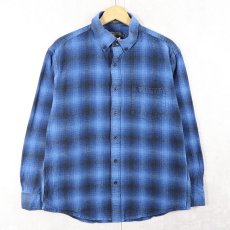 画像1: PENDLETON "MASON" オンブレーチェック柄 ボタンダウン ライトネルシャツ L (1)