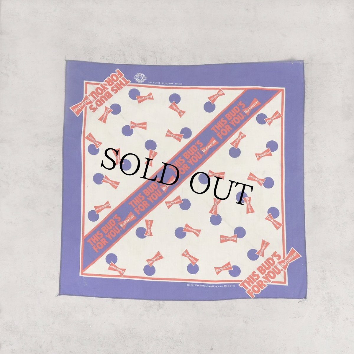 画像1: 80's Budweiser USA製 ビールメーカープリントバンダナ (1)