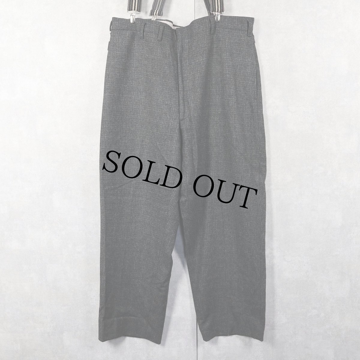 画像4: 50〜60's HIGGINS SLACKS サスペンダー付き ウールスラックス GRAY W36 (4)