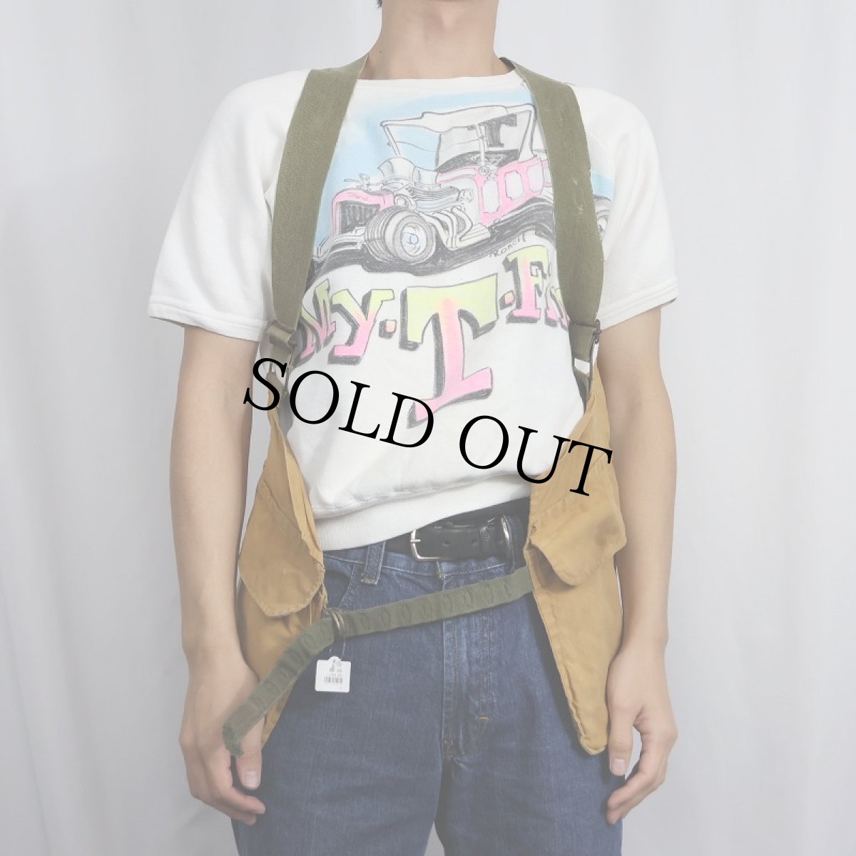 画像2: 【SALE】 50〜60's コットンハンティングベスト (2)