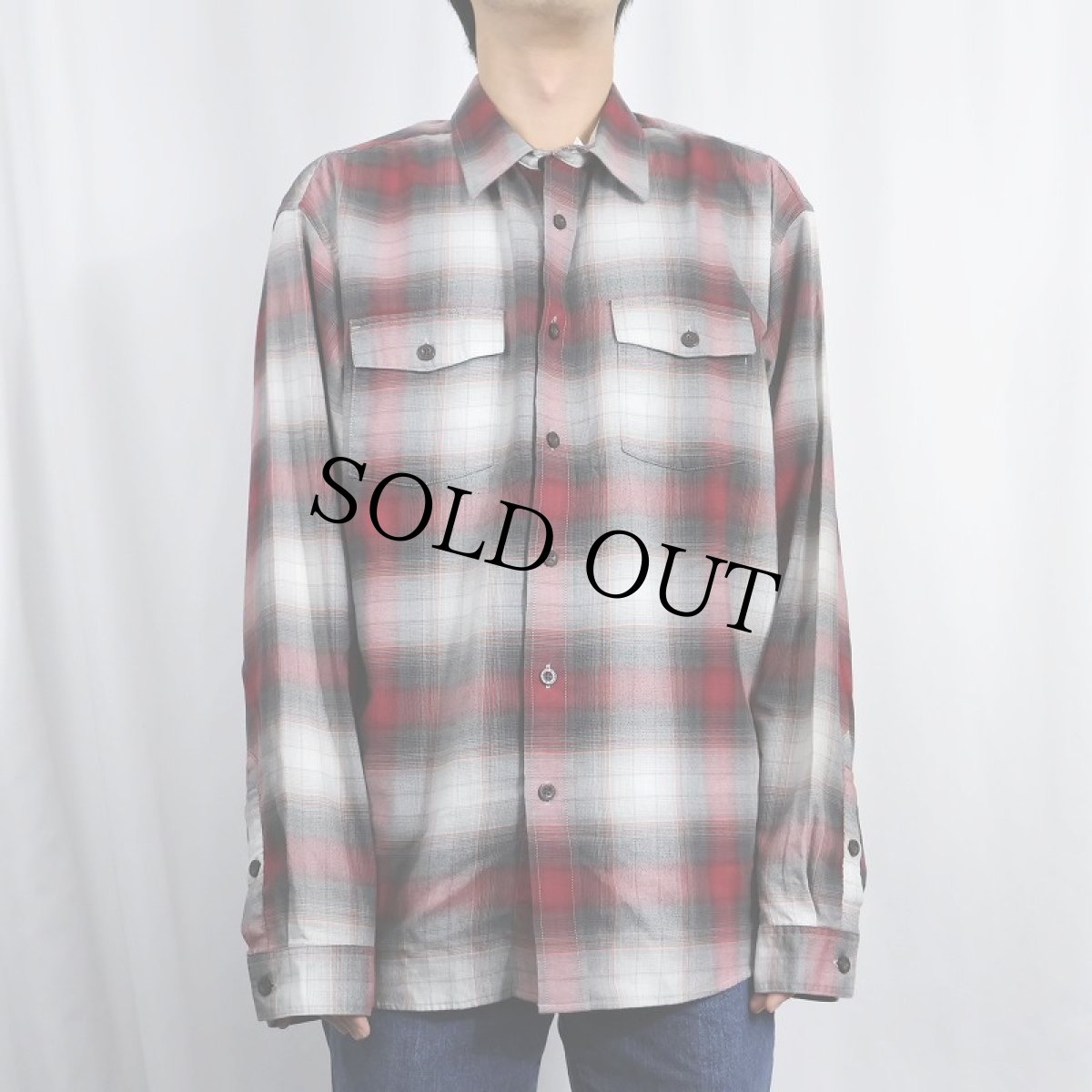 画像2: 2013AW Patagonia "ORGANIC COTTON" オンブレーチェック柄 コットン×ポリエステルシャツ L (2)