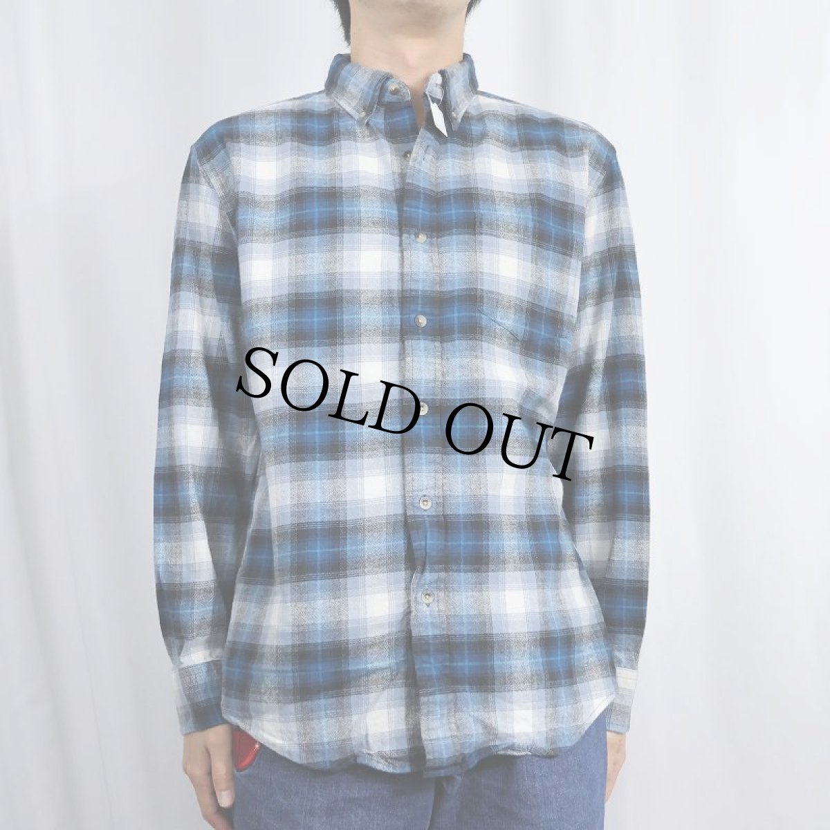 画像2: PENDLETON "MASON" オンブレーチェック柄 ボタンダウン ライトネルシャツ M (2)