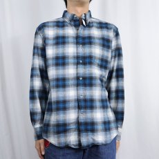 画像2: PENDLETON "MASON" オンブレーチェック柄 ボタンダウン ライトネルシャツ M (2)