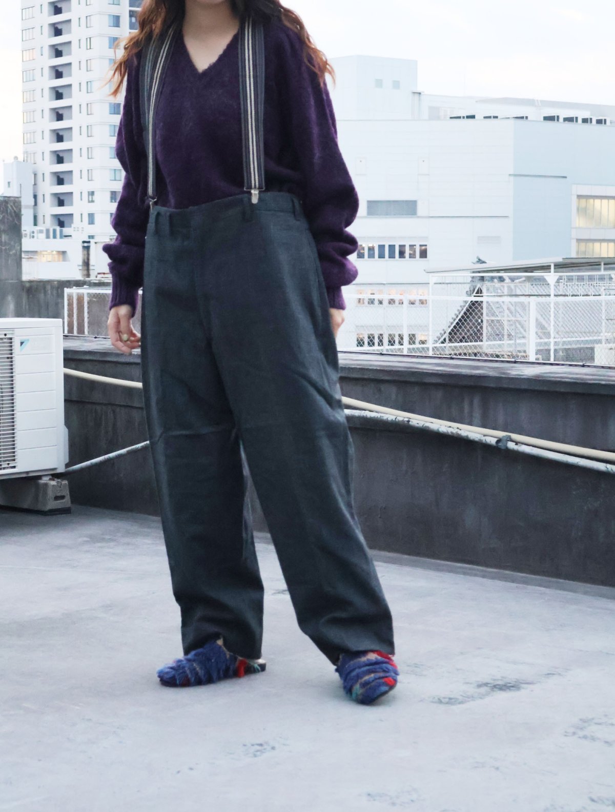 画像1: 50〜60's HIGGINS SLACKS サスペンダー付き ウールスラックス GRAY W36 (1)