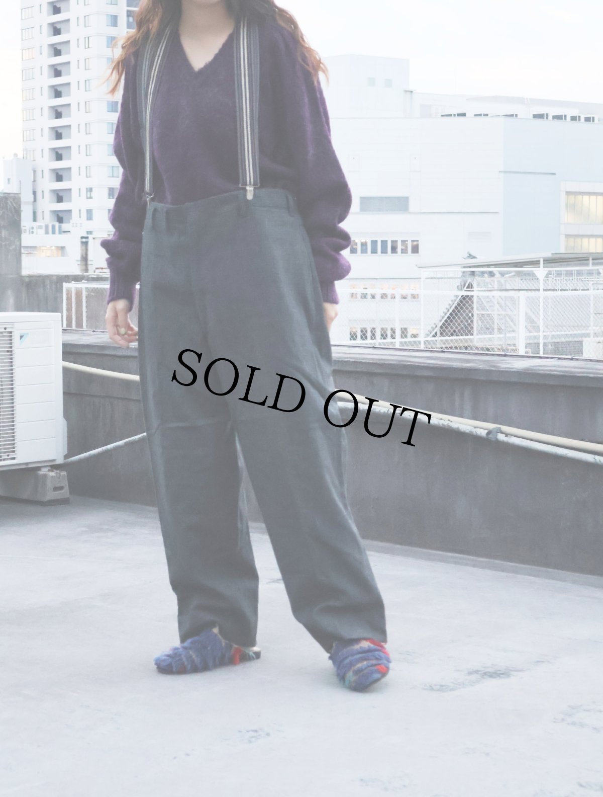 画像1: 50〜60's HIGGINS SLACKS サスペンダー付き ウールスラックス GRAY W36 (1)