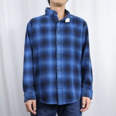 画像2: PENDLETON "MASON" オンブレーチェック柄 ボタンダウン ライトネルシャツ L (2)