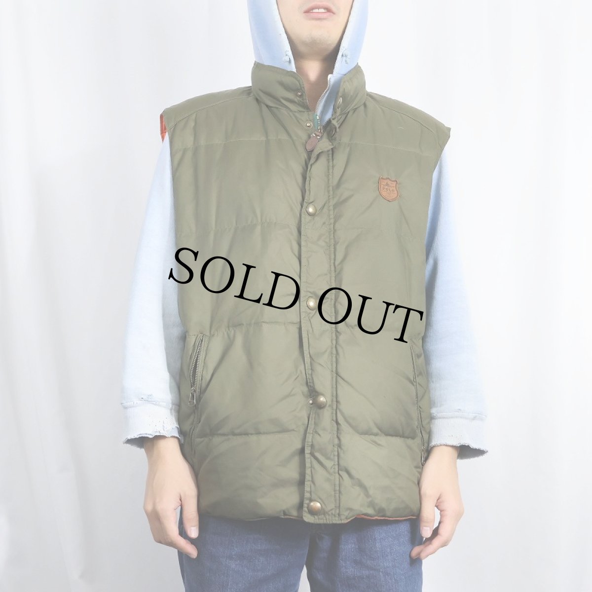 画像2: POLO Ralph Lauren レザーパッチ付き ダウンベスト XXL (2)