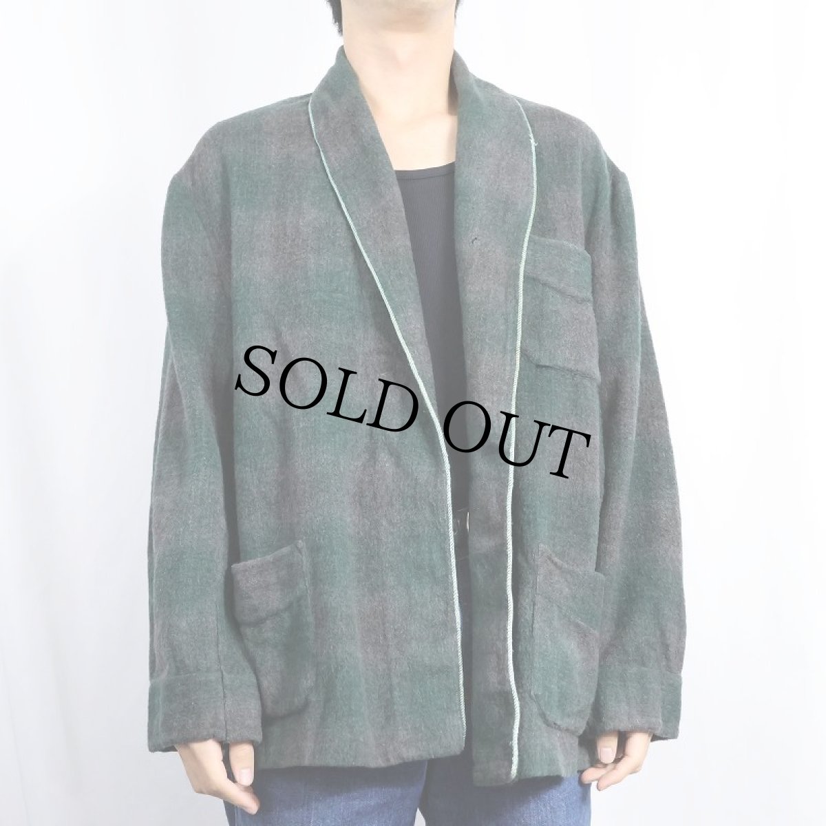 画像2: 〜70's GEVAH オンブレーチェック柄 ウールガウン (2)