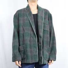 画像2: 〜70's GEVAH オンブレーチェック柄 ウールガウン (2)