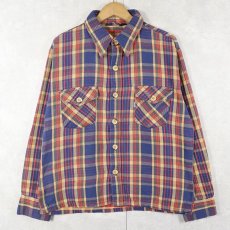 画像1: 70's Levi's チェック柄 ヘビーネルシャツ NAVY (1)
